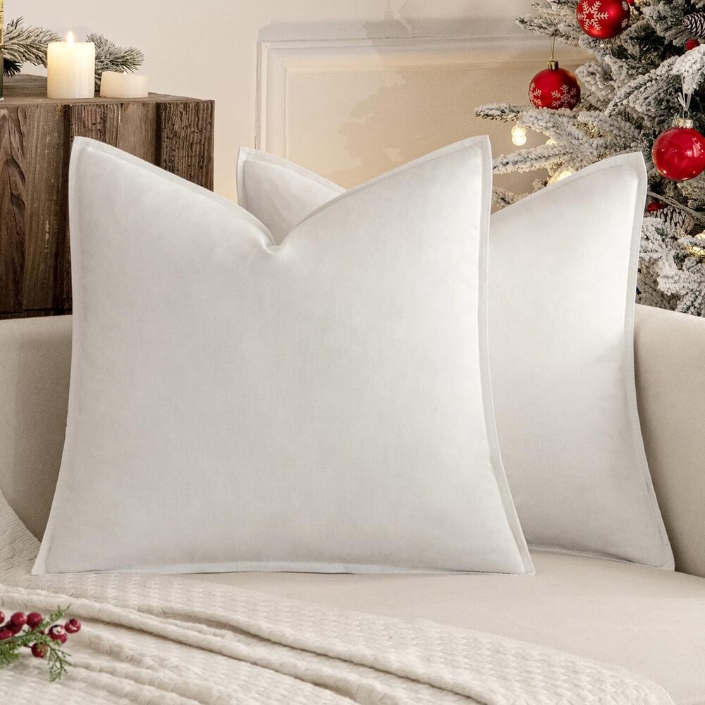 9385 Pack of 2 Decorative Linen Pillow Covers Boho Farmhouse Modern Soft